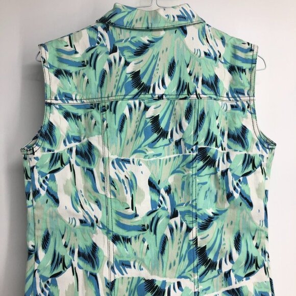 Kenzo Aquamarine teal leaf printed denim shirt mini dress 36 (US 4) - Picture 7 of 15